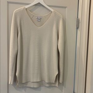 Athleta Cream V-Neck Sweater